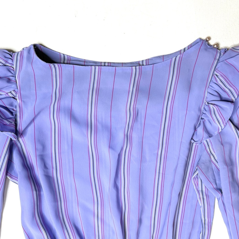 Vintage Charlee Allison Lilac Long Sleeve Dress with Ruffle Details Size 7/8 - Picture 4 of 9